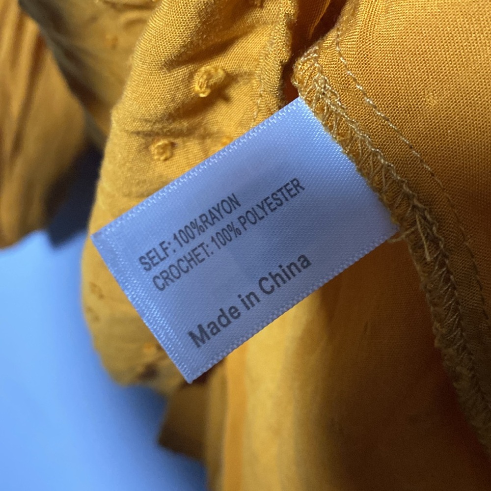Lane Bryant Boho Blouse Women’s 24 Yellow Mustard V-Neck Button Up Lace Shirt - Picture 8 of 13